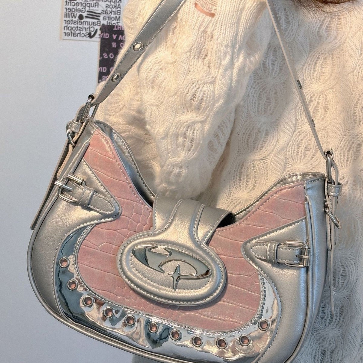 Millennium Hot Motorcycle Female Design Crocodile Pattern Underarm Bag