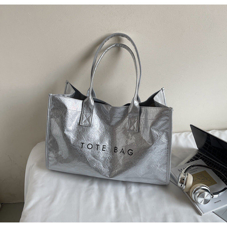 Women's Large Capacity Patchwork Fashion Simple Commute Tote Bag