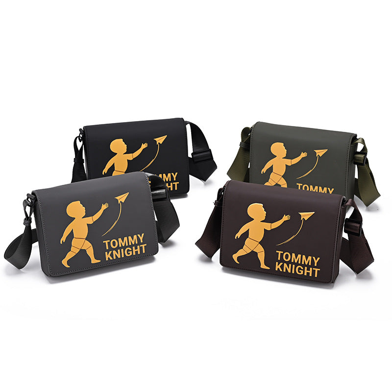 Men's Strong Magnetic Snap Trendy Simple Personality Printed Men's Messenger Bags