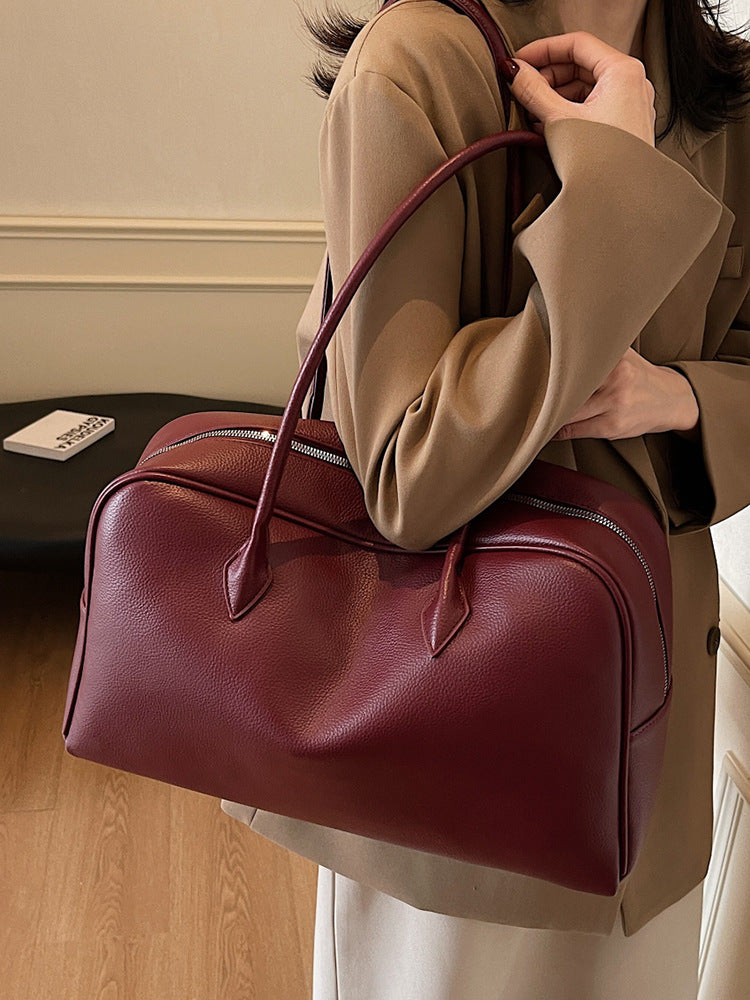 Women's Retro Simple Large Capacity Solid Color Underarm Commute Women's Shoulder Bag