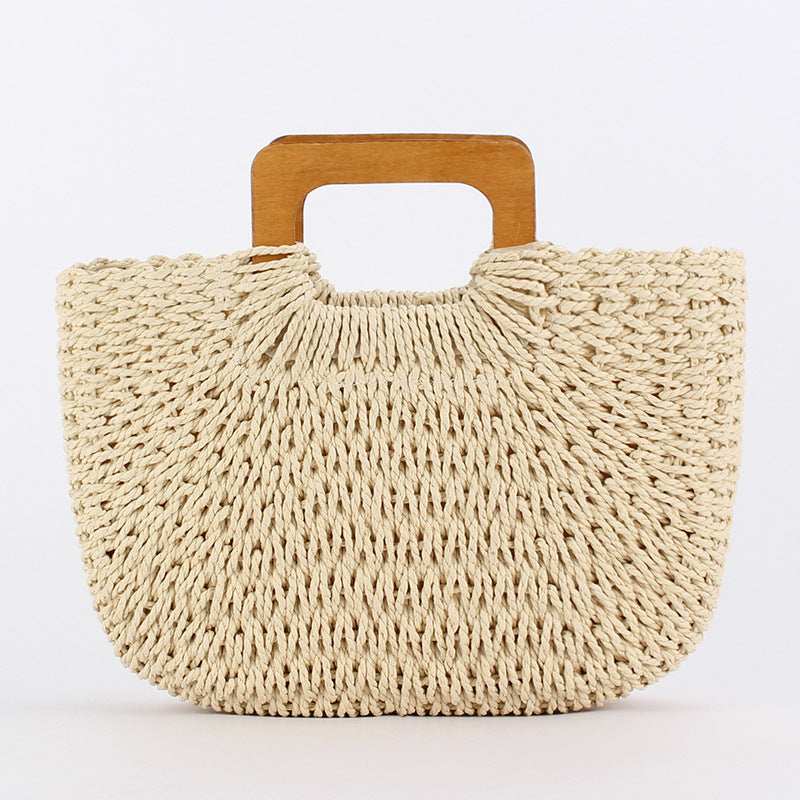 Portable Leisure Simple Handmade Summer Beach Vacation Woven Women's Handbag