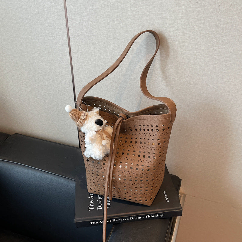 Women's Summer Mori Cute Niche Hollow Design Bucket Bag