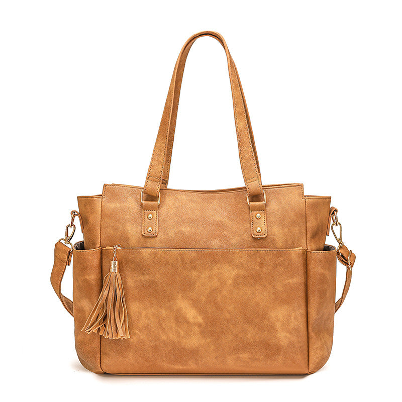 Women's Fashion Large Capacity Tassel Zipper Mother Women's Handbag