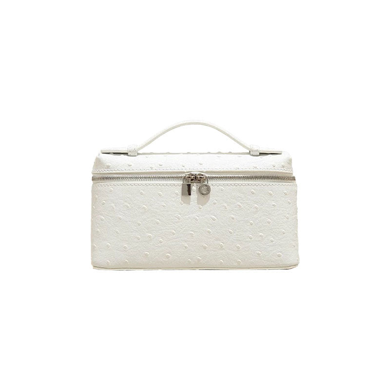 Women's Layer Cowhide Ostrich Grain Lunch Box Genuine Women's Messenger Bag