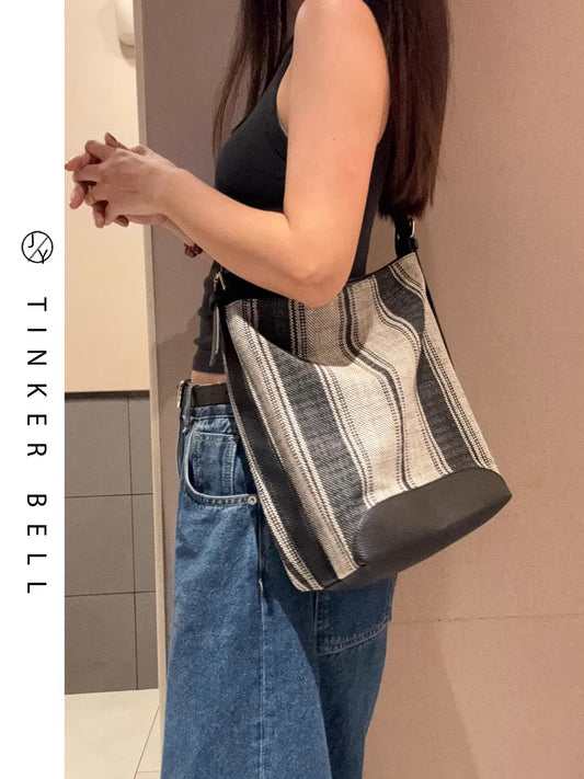 Women's Vintage Stripe Light Luxury Minority High-grade Women's Messenger Bag