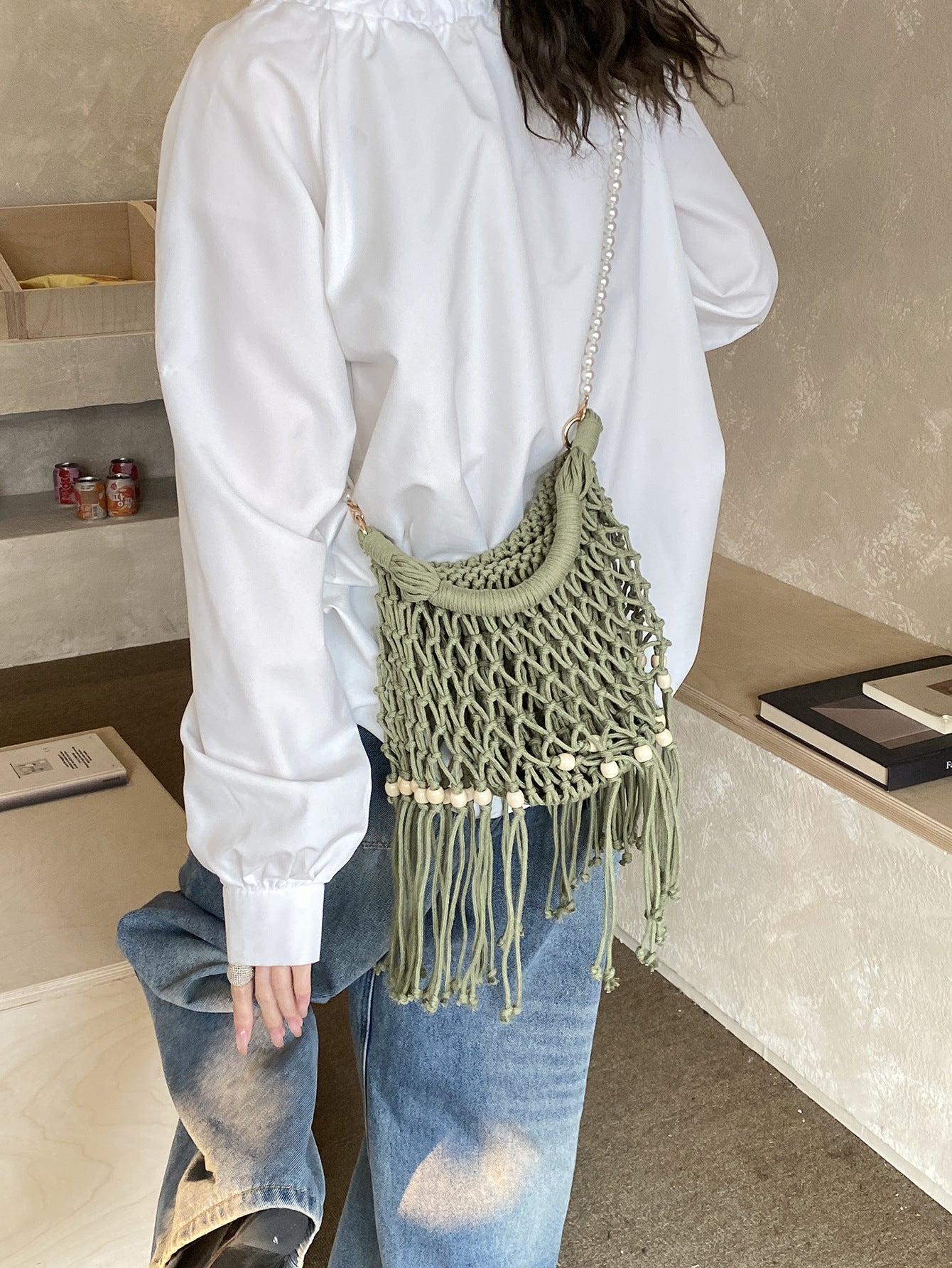Women's Bohemian Ethnic Style Tassel Woven Summer Hollow Beach Bags