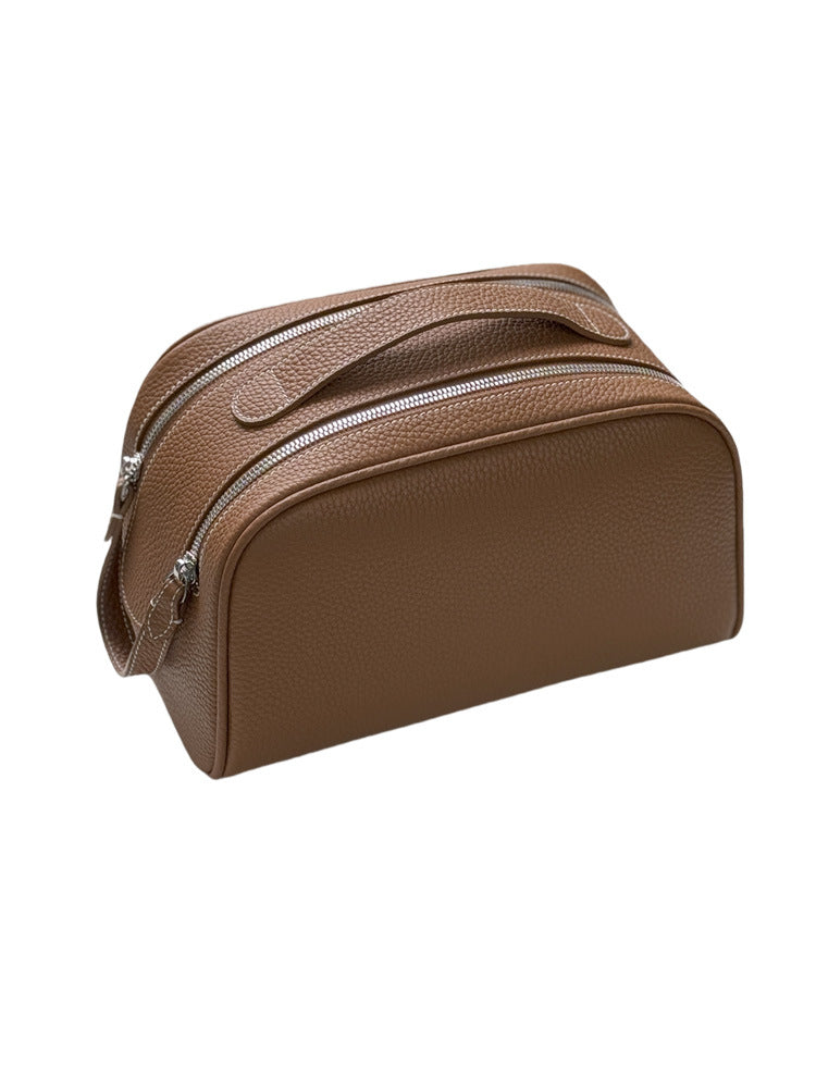 Layer Cowhide High-grade Portable Large Capacity Makeup Bag