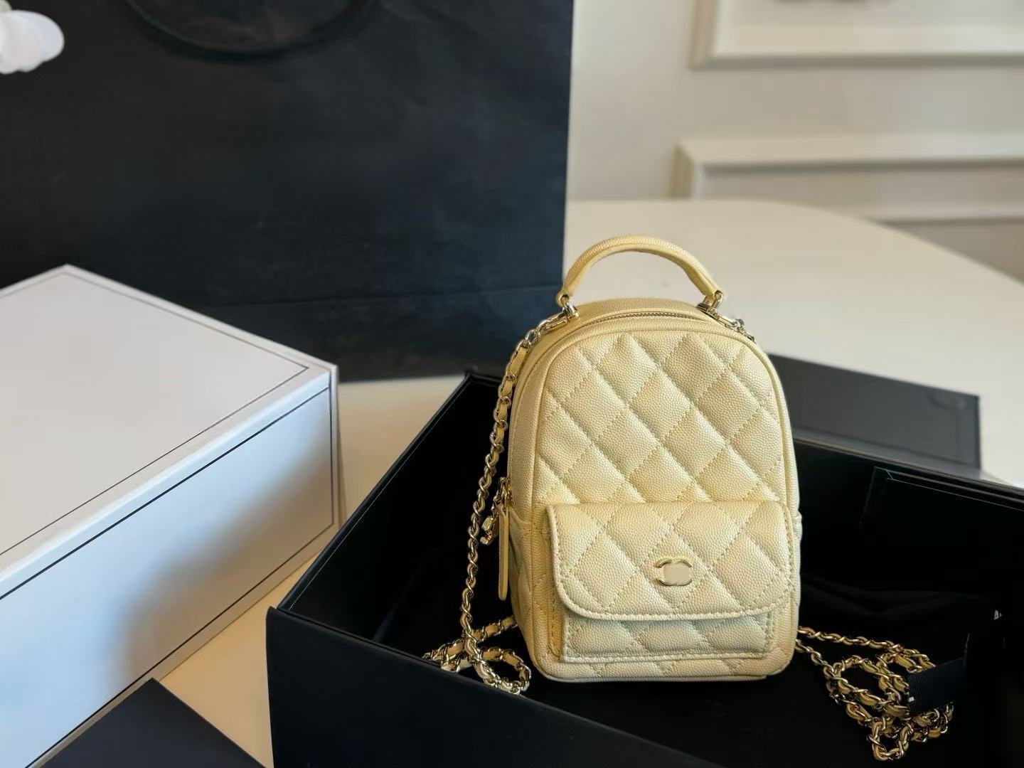 High Quality Rhombus Chain Classic Style Lychee Leather Bags