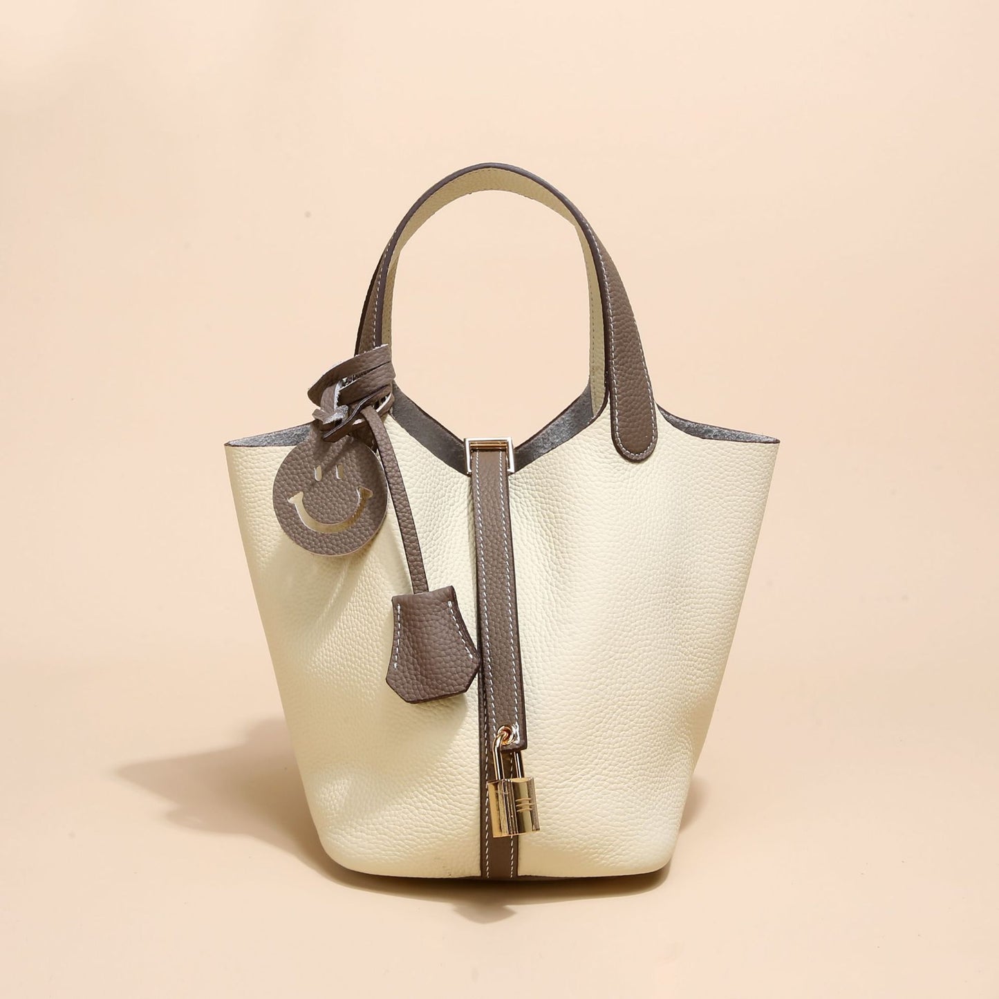 Vegetable Large Genuine Leather Hand Commuter Bucket Bag