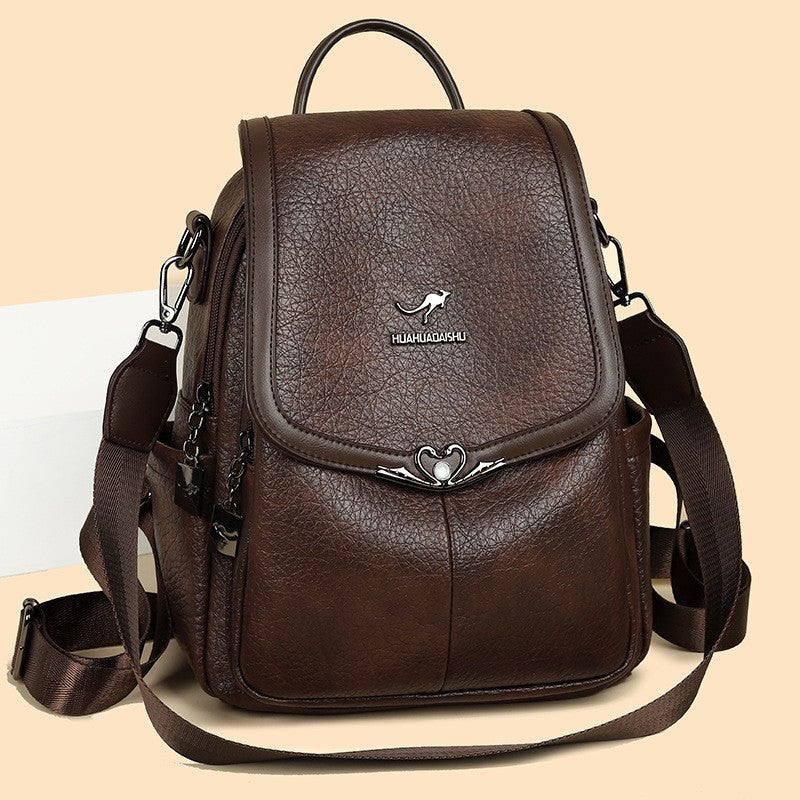 Fashion Retro Soft Leather Large Capacity Women's Backpack