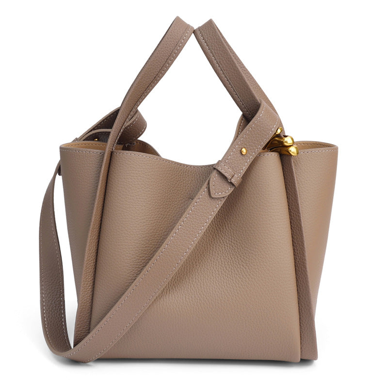 Women's Medium-sized Vegetable Basket Series Designer Cowhide Large Capacity Versatile Bucket Bag