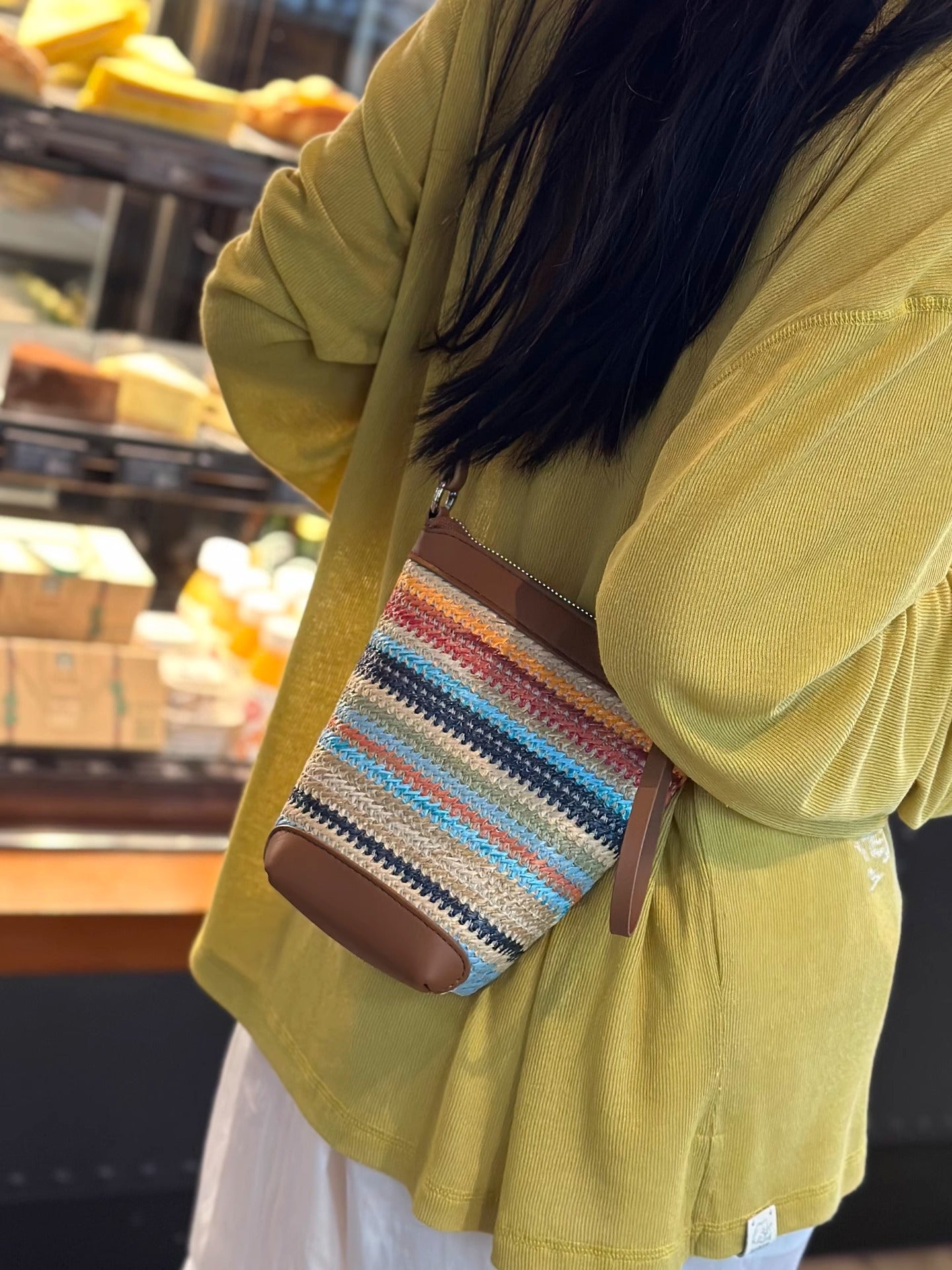 Women's Summer Raffia With Cowhide Woven Niche Women's Messenger Bag