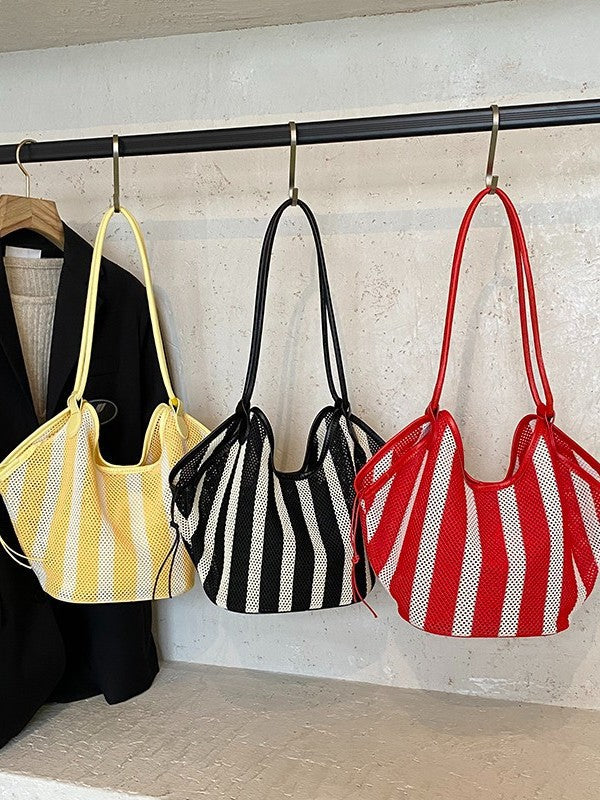 Design Large Capacity Totes Fashion Stripe Handbags