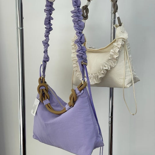 Underarm Drawstring Ruffle Fashion Commuter Dumplings Women's Messenger Bag
