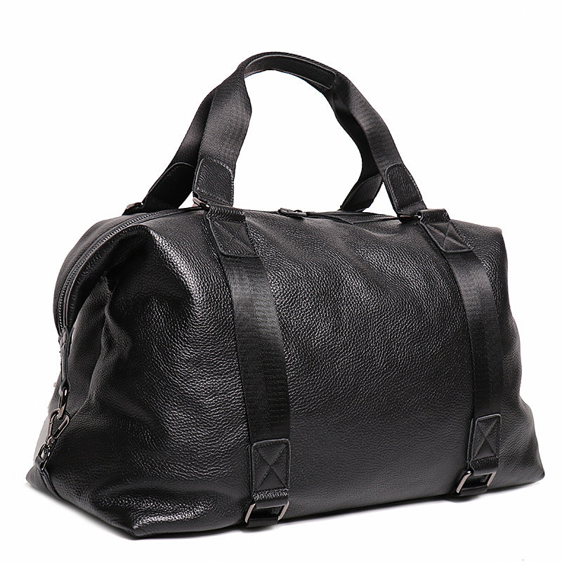 Men's Leather Portable Short Business Trip Cowhide Large Capacity Men's Messenger Bag