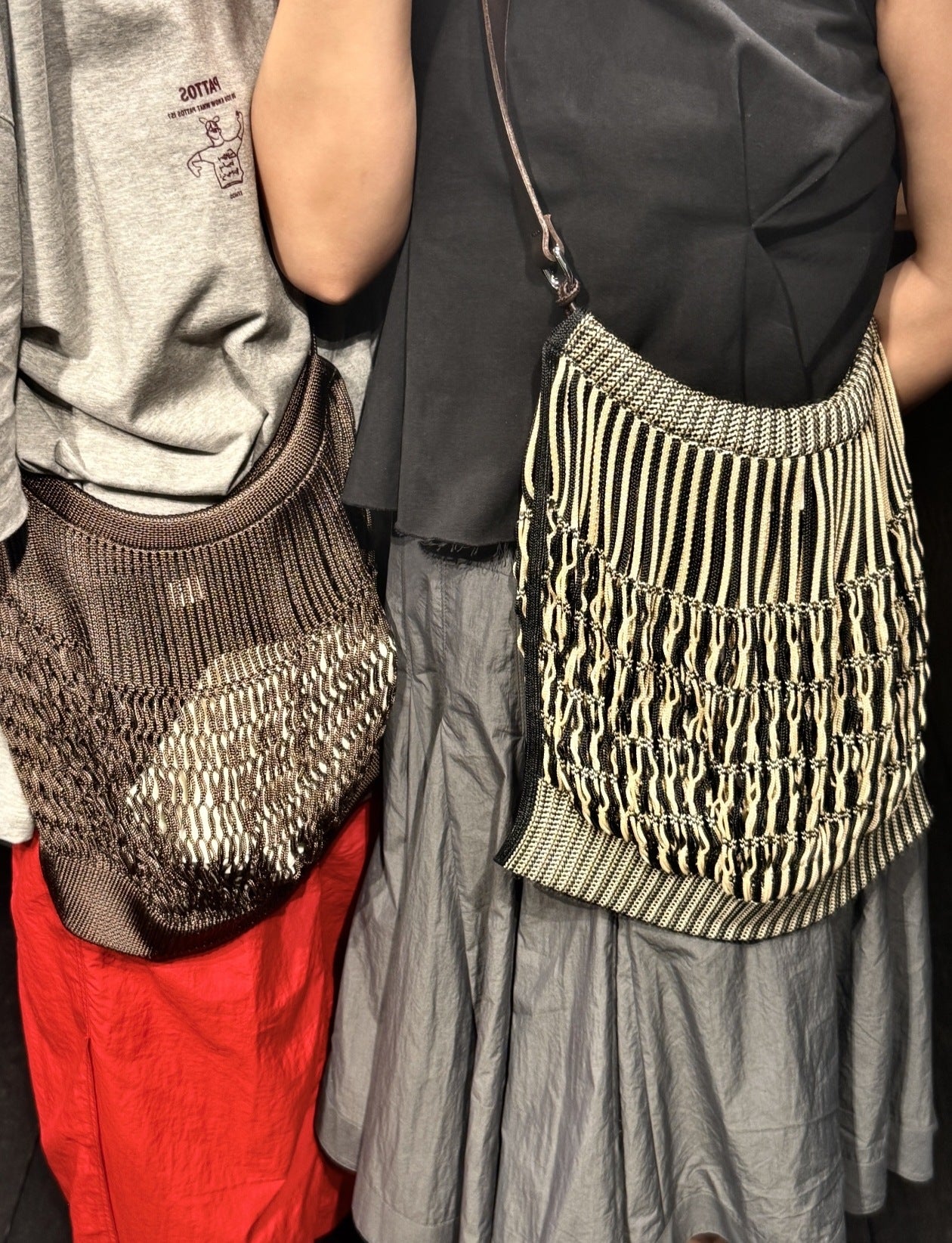 For Vegetable Tanned Leather Strap Woven Net Pocket Bags