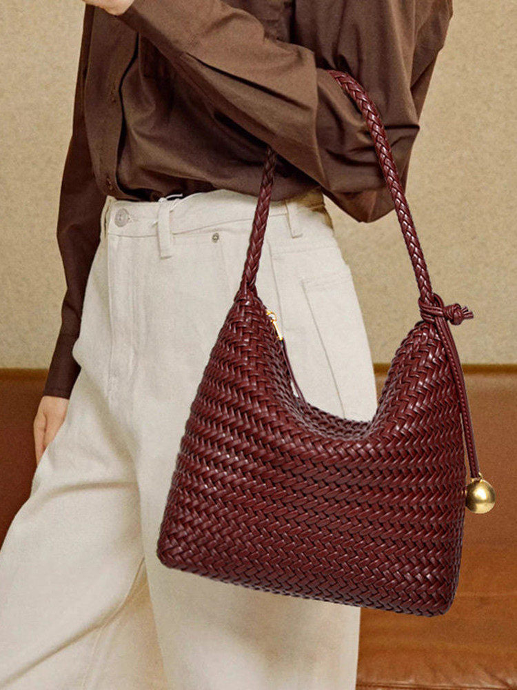 Women's Affordable Luxury Fashion Woven For Solid Tote Bags
