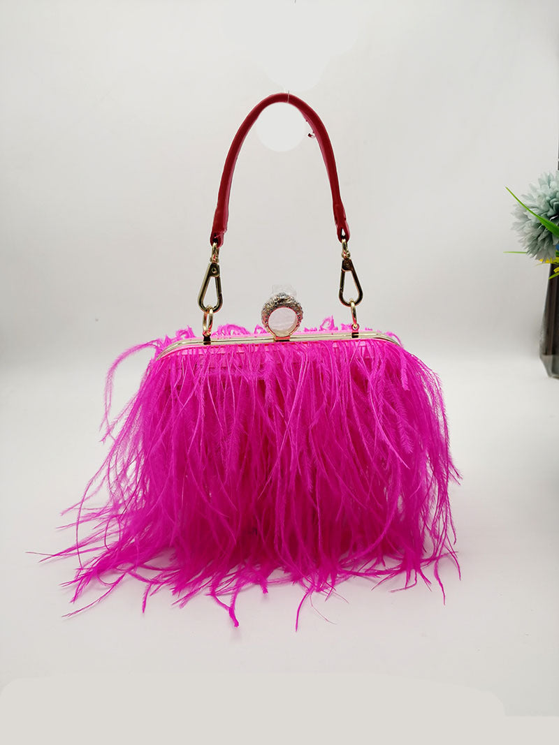 Fashion Tassel Ostrich Feather Dinner Catwalk Bags