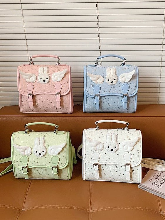 Women's Korean Cartoon Mickey Rabbit Design Cute Angel Little Wing Backpacks