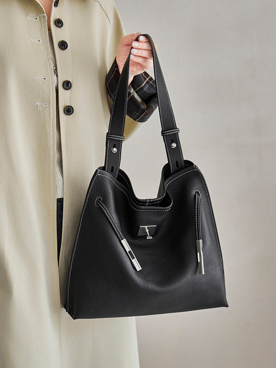 Women's Cowhide Leather Light Luxury Kelly Large Capacity Bags