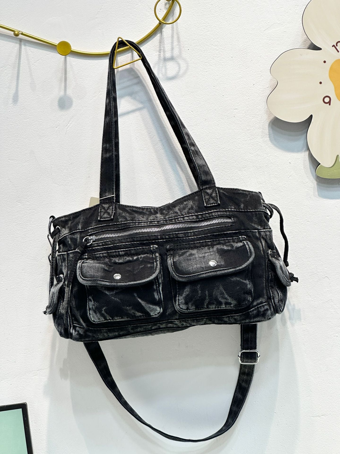Women's Washed Denim American Retro Distressed Fashion Shoulder Bags
