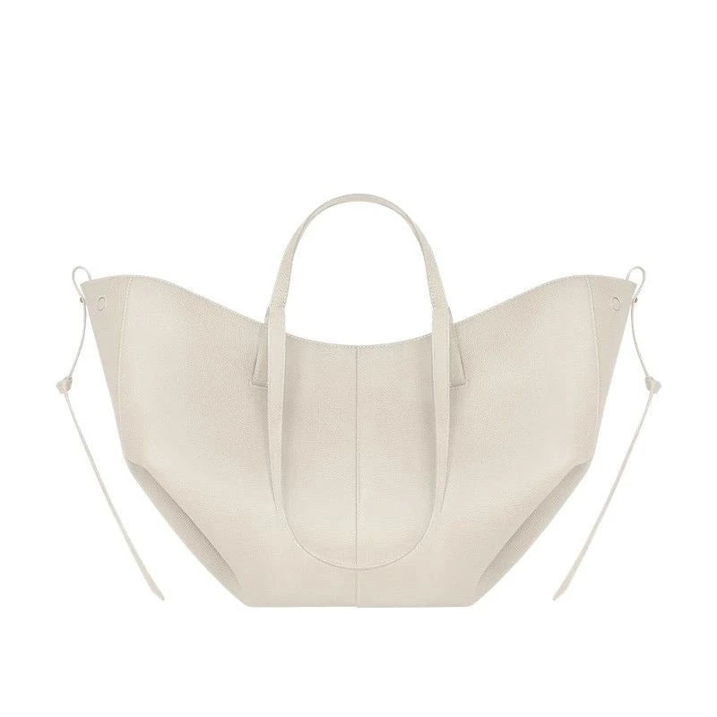 Women's French Wings Style Cowhide Large Capacity Totes Pleated Portable Bags