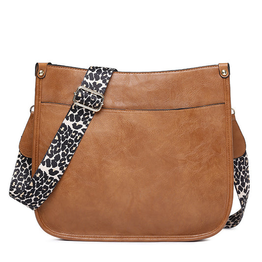 Women's Leopard Strap Leather Classic Commute Leisure Women's Messenger Bag