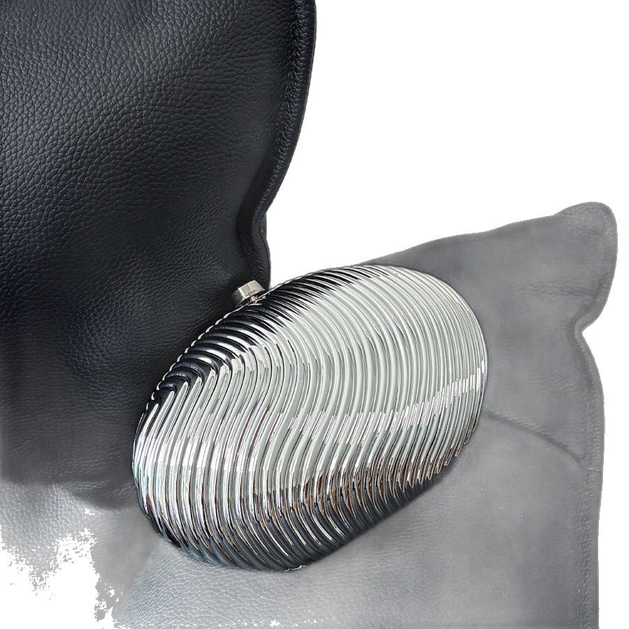 Surface Metal Texture Three-dimensional Corrugated Design Elegant Light Luxury Oval Women's Messenger Bag