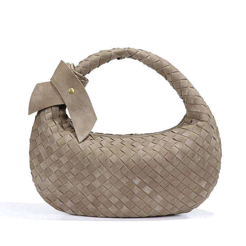 Suede Dumpling Hand-woven Knotted Clutch High-grade Underarm Bag