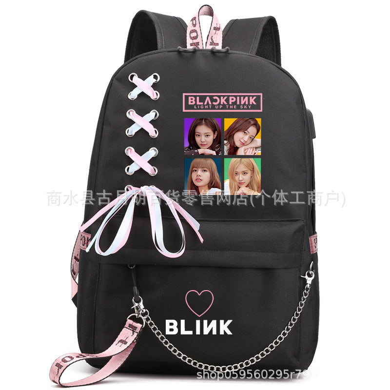 Pink Black Kim Jin Jenny Park Printed Burden Backpacks