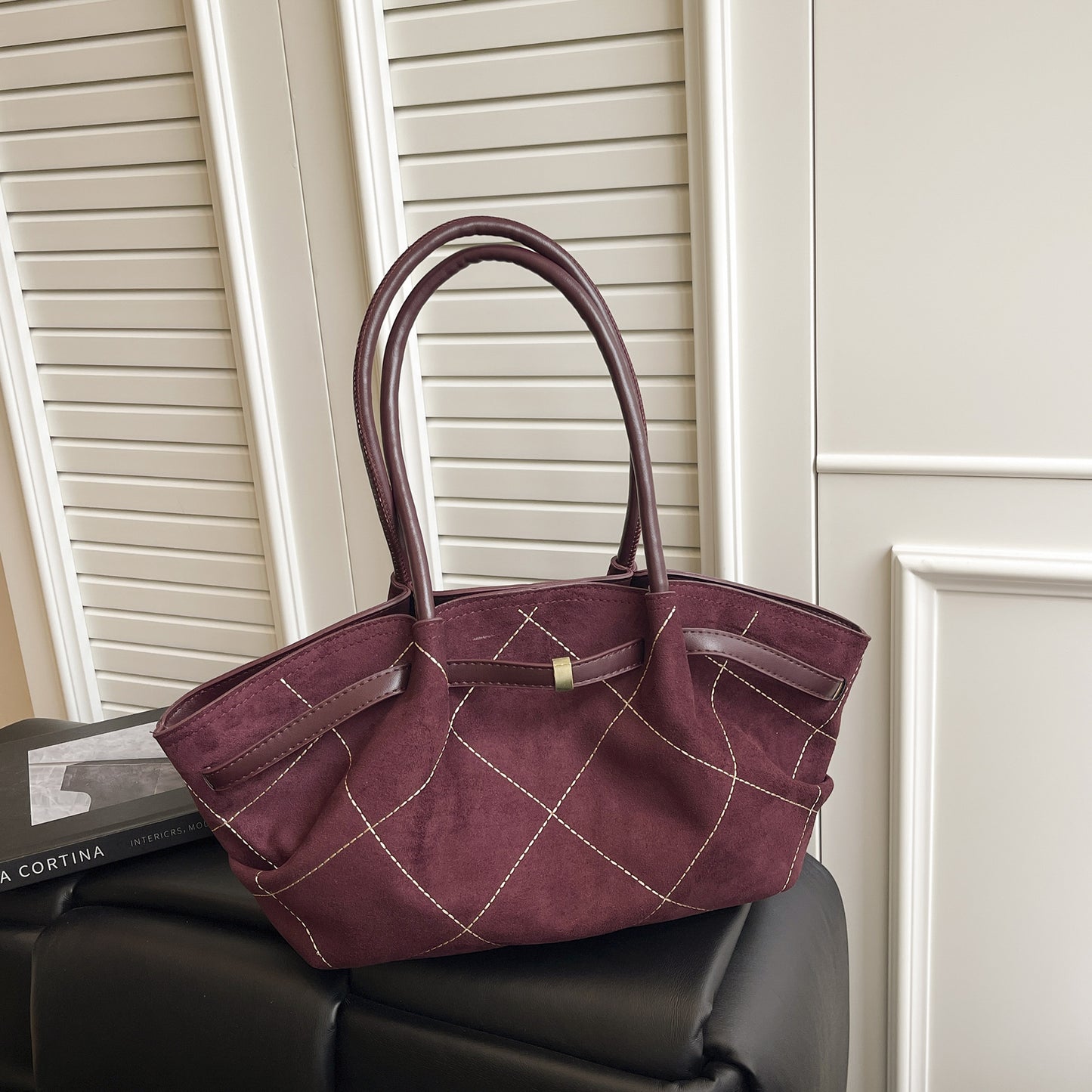 Embroidery Thread Suede Commuter Advanced Classic Tote Bag