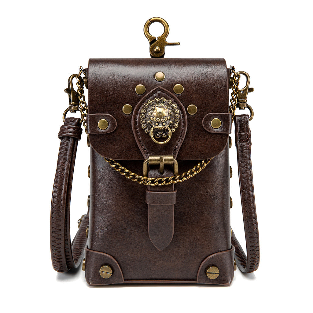 Women's Medieval Contrast Color Leather Industrial Retro Small Square Bags