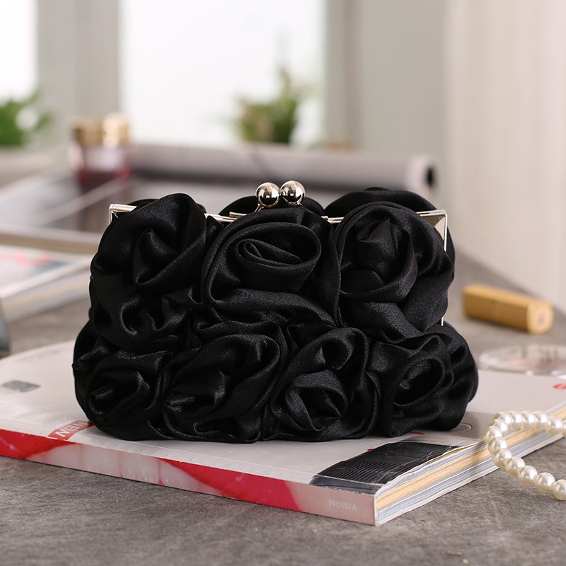 Banquet Portable Dress Garment Rose Flower Bridal Wedding Sweet Hand Bags