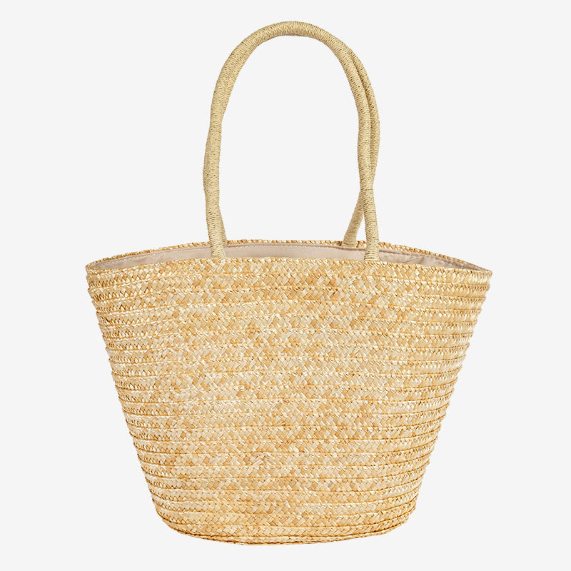 Women's Lemon Embroidery Straw Large Capacity Woven Bags