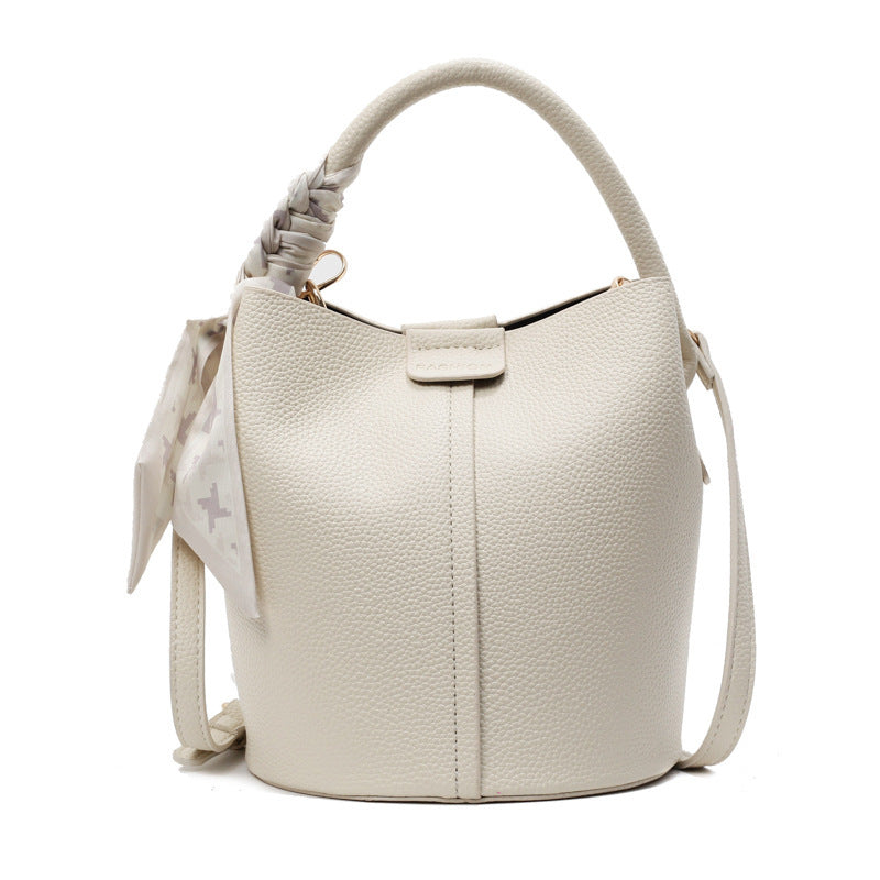 Women's High-grade Lychee Pattern Scarf Hand Holding Bucket Bags