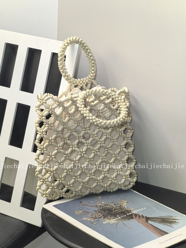 Beaded Wooden Bead Exquisite Woven Popular Acrylic Beads Hollow Out Women's Handbag