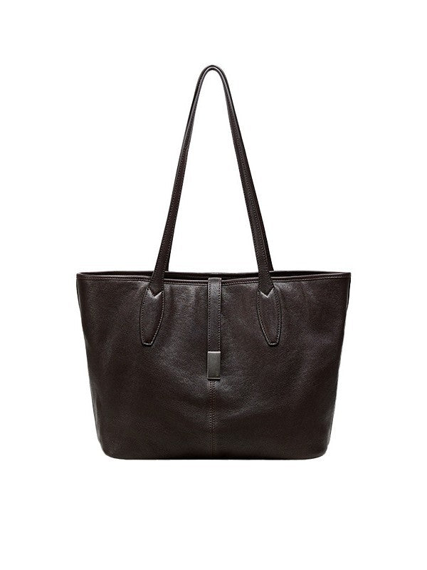 Women's Vegetable Tanned Sheepskin Long Large Capacity Commuter Tote Bag