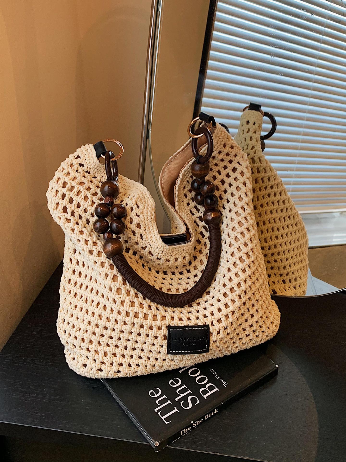 Women's Summer Popular Straw Large Capacity Seaside Play Beach Woven Tote Bag