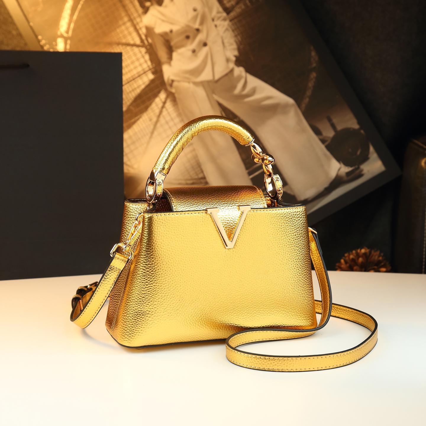 Women's Genuine Leather Soft Fashion Versatile Simple Bucket Bags