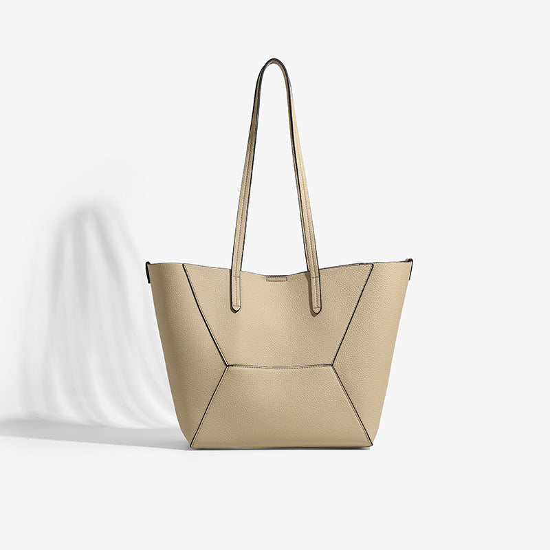 Women's Niche Retro Patchwork Contrast Color Trendy Large Capacity Commuter Son Tote Bag