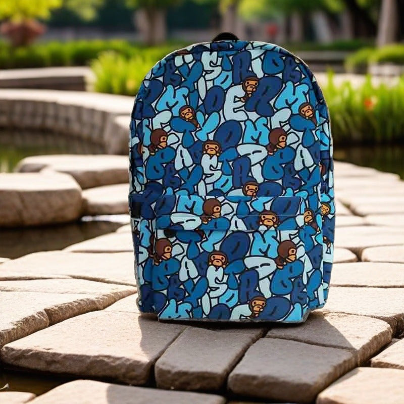 Women's & Men's Cartoon Letter Fashion Tide Large Capacity Backpacks