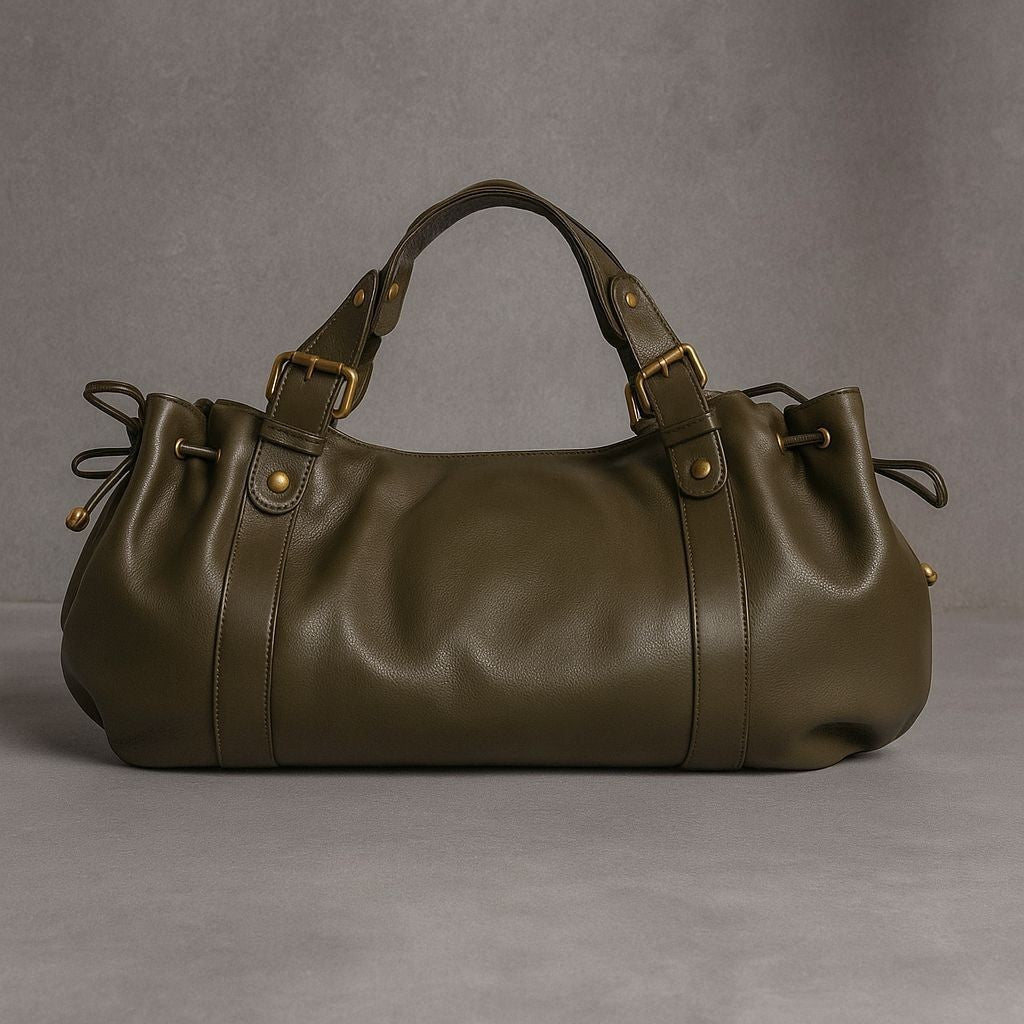 Women's Retro Soft Leather Pleated Large Capacity Bags