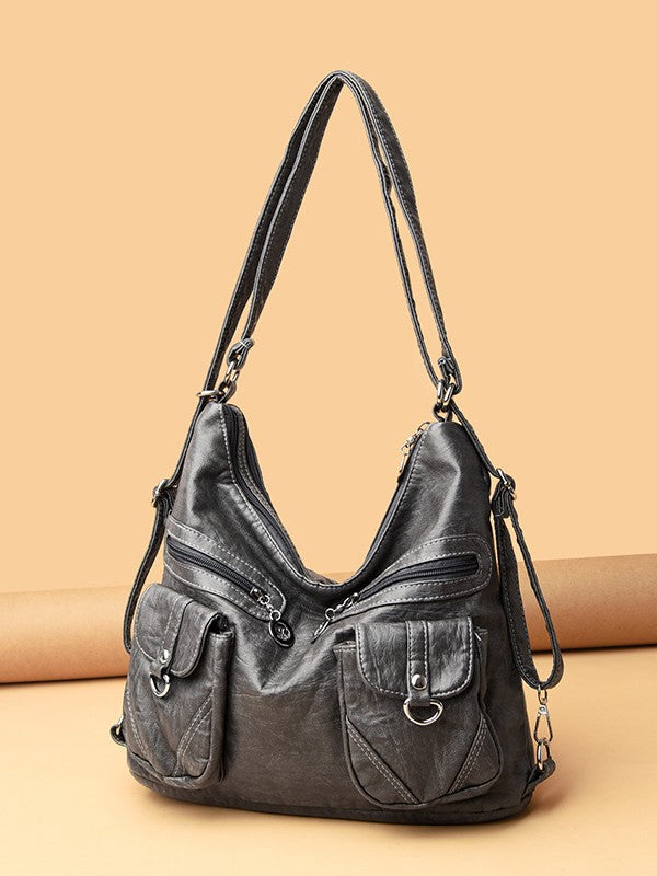 Women's Female Lady Soft Leather Simple Backpacks