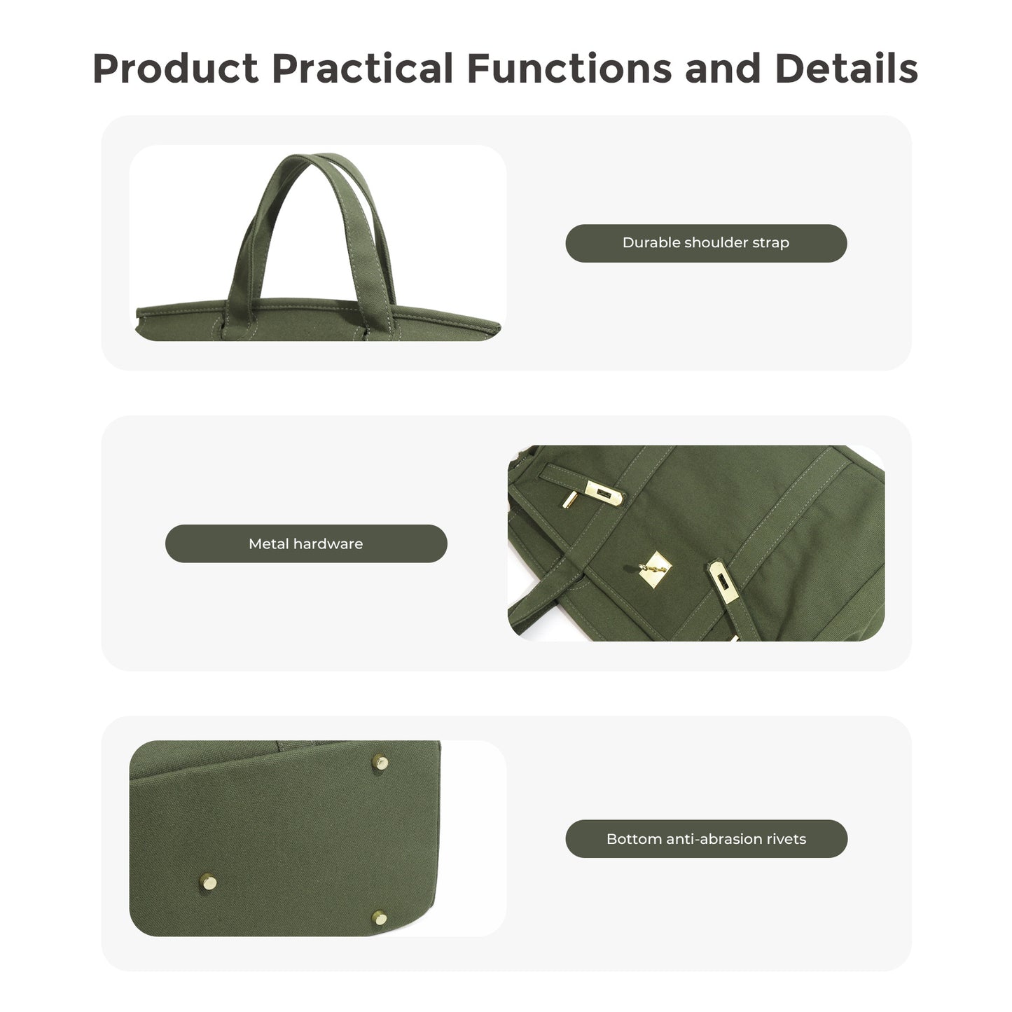 Durable Canvas High-grade Plain Large Capacity Tote Bags