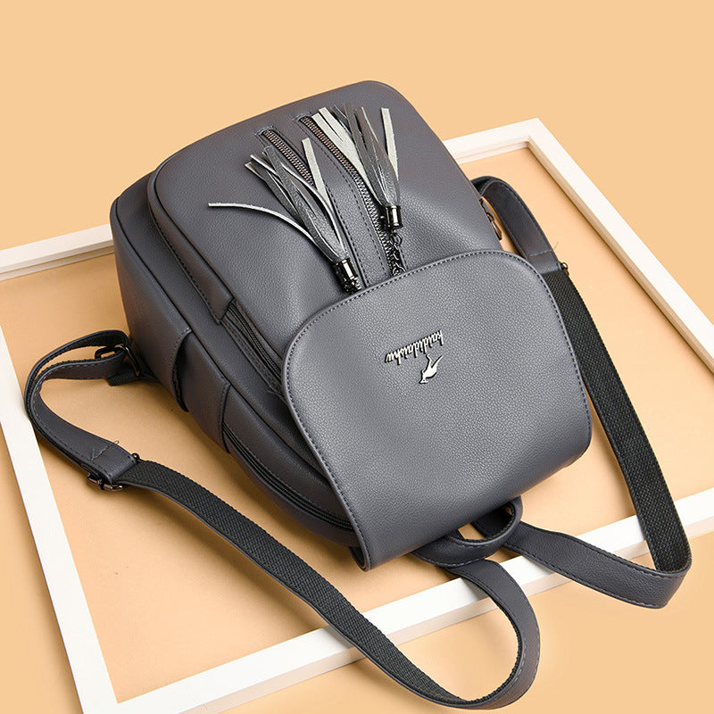 Women's Fashionable Large Capacity Soft Leather Trendy Backpacks