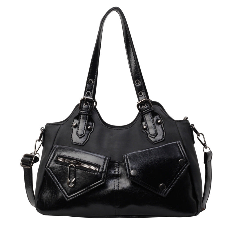 Women's Color Collision Design Spring Underarm Retro Style Large Capacity Tote Bag