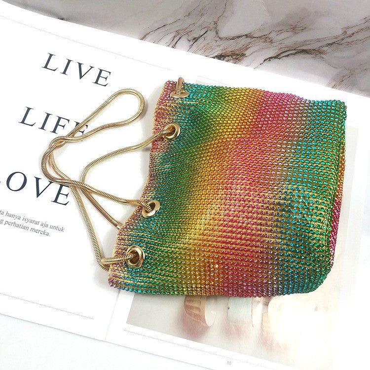 Beautiful Women's Colorful Beach Fashion Rhinestone Women's Shoulder Bag