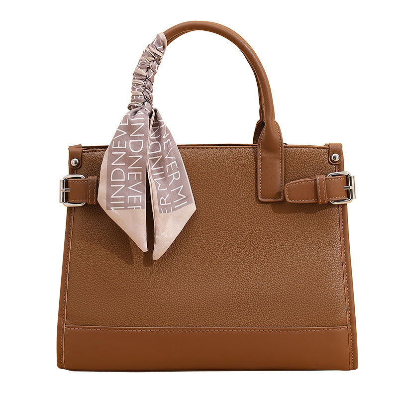 Women's Fashion Large Capacity Simple With Silk Scarf Women's Messenger Bag