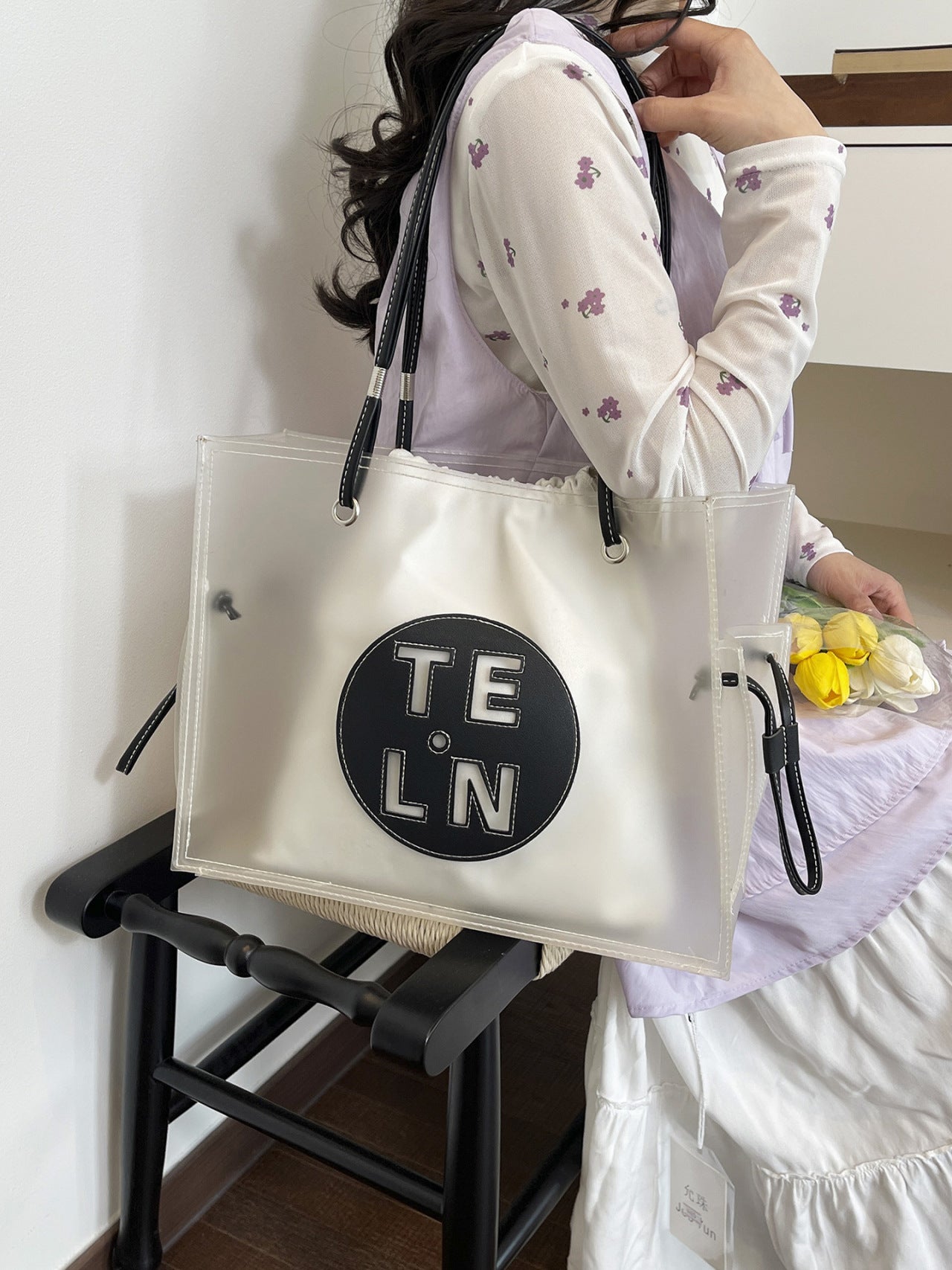 Portable Transparent Beach Holiday Large Capacity Western Style Tote Bag