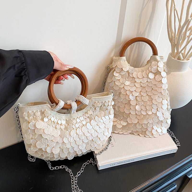 Trendy High-grade Handmade Sequined Fairy Niche Women's Shoulder Bag